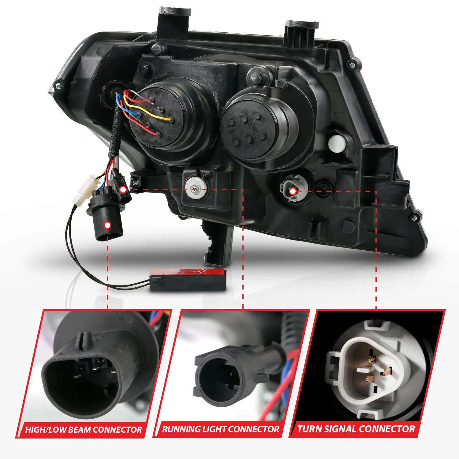 Anzo Projector Headlights Nissan Frontier (09–21) Plank Style - Black or Chrome Housing w/ DRL & Sequential Signal - Image 2
