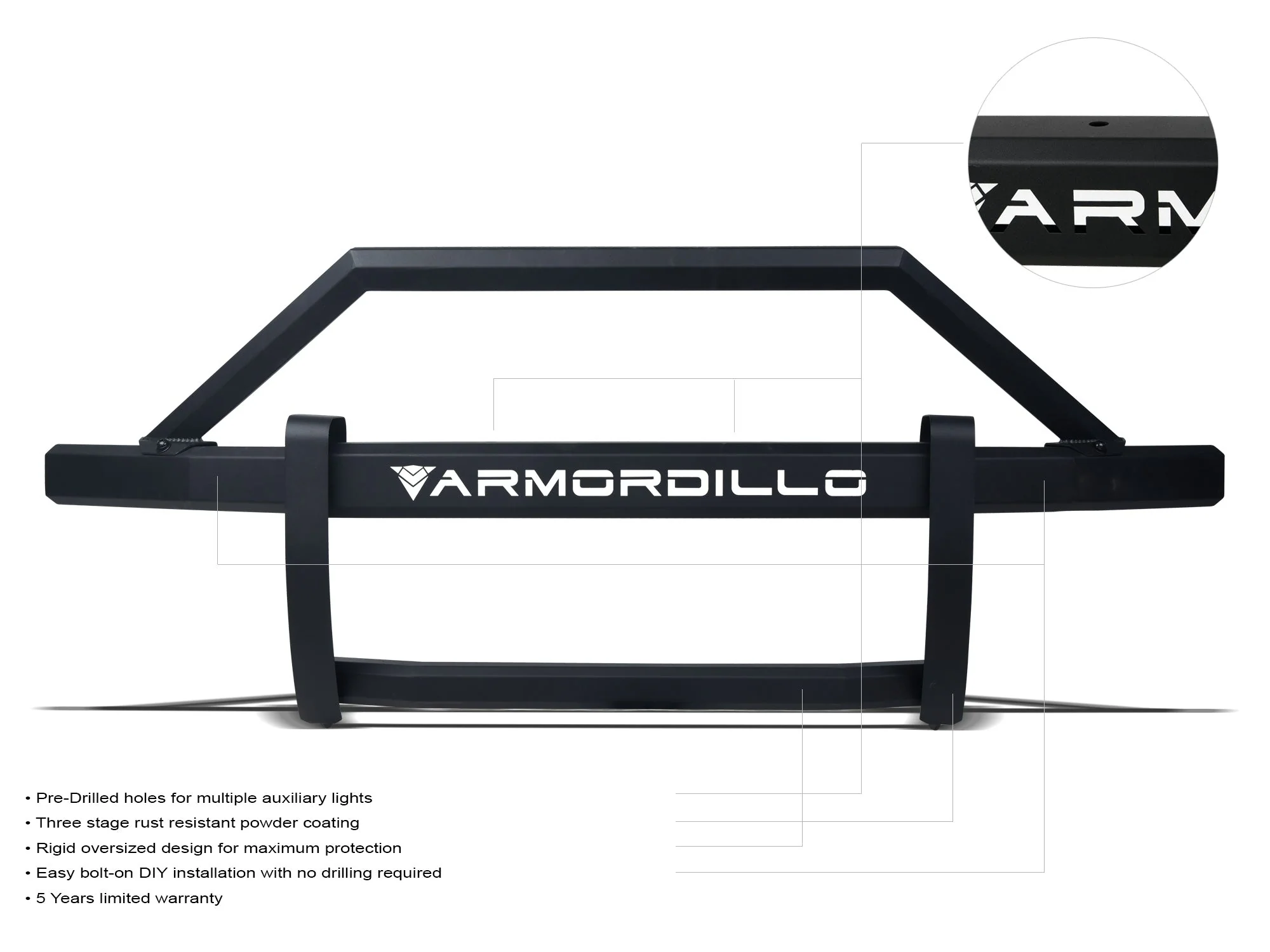 Armordillo Prerunner Bull Bar Toyota Tundra (07-18) Sequoia (08-19) - AR or AR2 Style - Matte Black - Image 10
