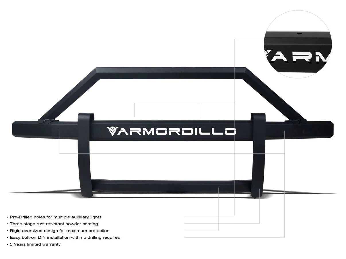 Armordillo Prerunner Bull Bar Chevy Silverado 1500 (22-24) 2500 3500 (20-22) AR or AR2 Style - Matte Black - Image 10