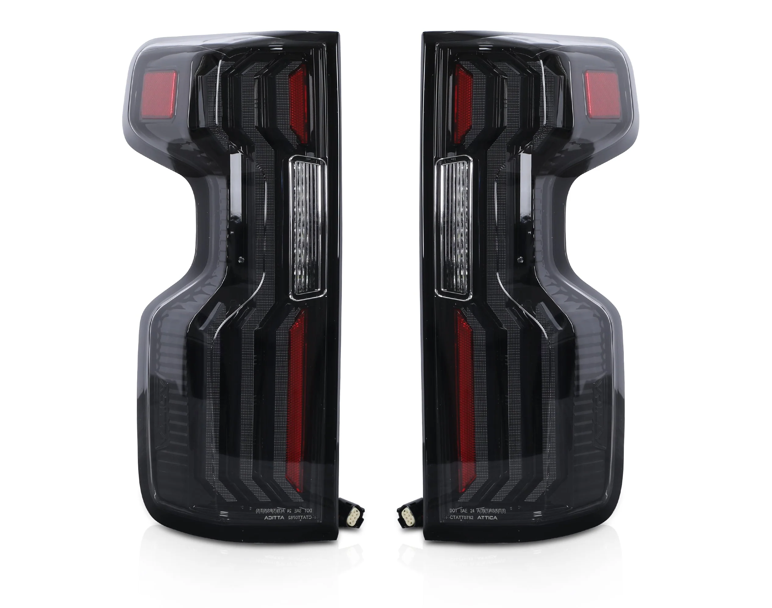 Attica 4x4 LED Tail Lights for Chevy Silverado 1500 (19-26) 2500/3500 (20-26) Gloss Black with Smoked Bars & Sequential Turn Signals (Preorder)
