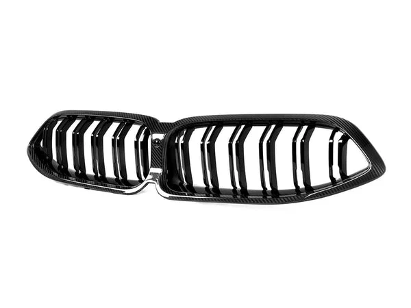 Autotecknic Front Grille BMW G14 / G15 / G16 M850i / 840i / M8 (20-25) Dual-Slats Dry Carbon Fiber w/ 3 or 4 Top Tabs - Image 2