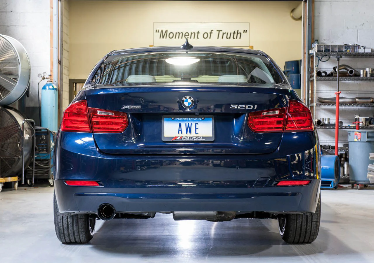 AWE Exhaust BMW 320i F30 Sedan 2.0 RWD / xDrive AWD (13-18) Touring Edition Downpipe Back [90mm , 102mm] w/ Silver or Black Tips - Image 6