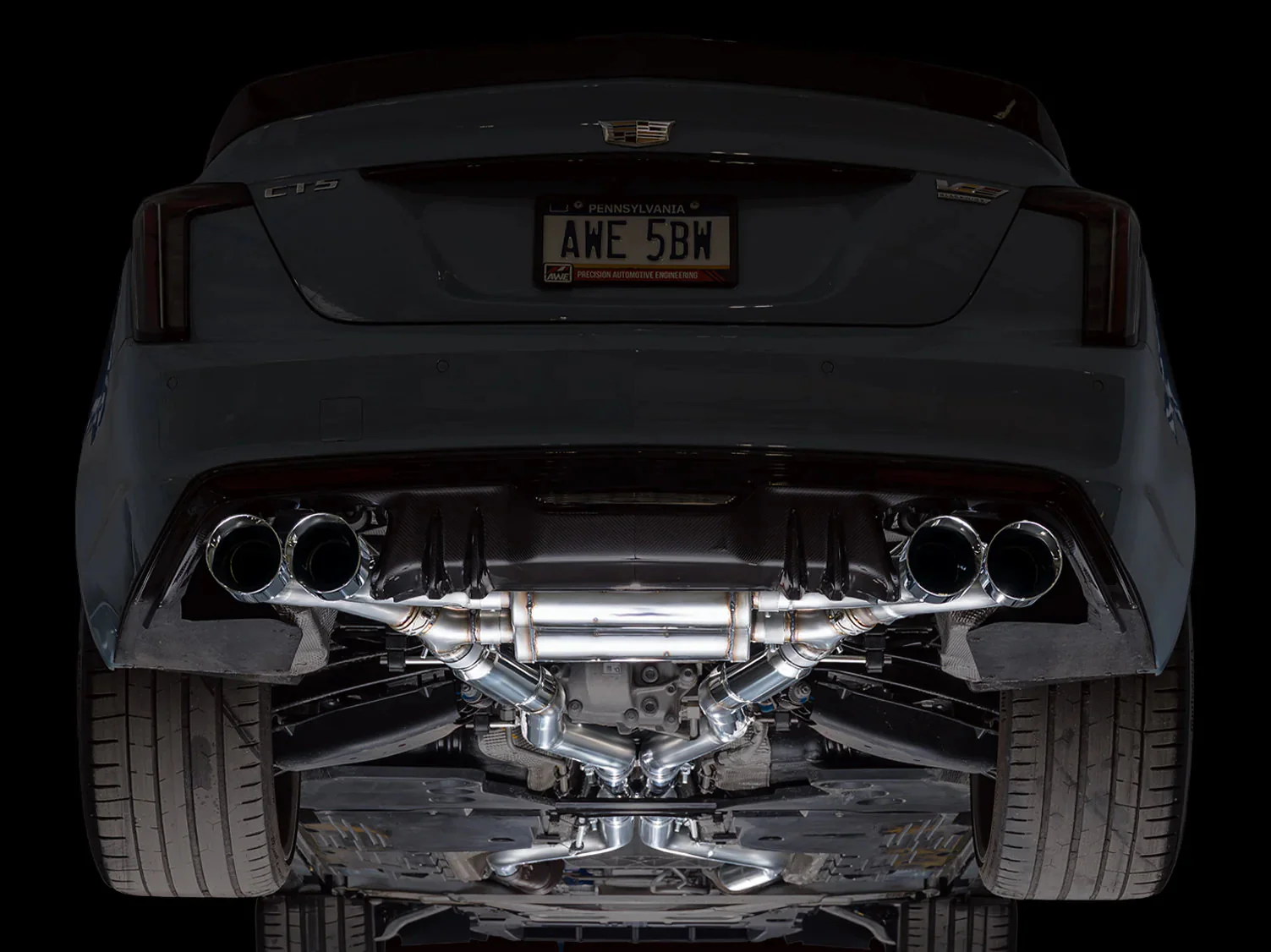 AWE Exhaust for Cadillac CT5-V Blackwing 6.2 Sedan (2022-2026) SwitchPath Catback with 4.5” Silver or Black Slash-Cut Tips - Image 23
