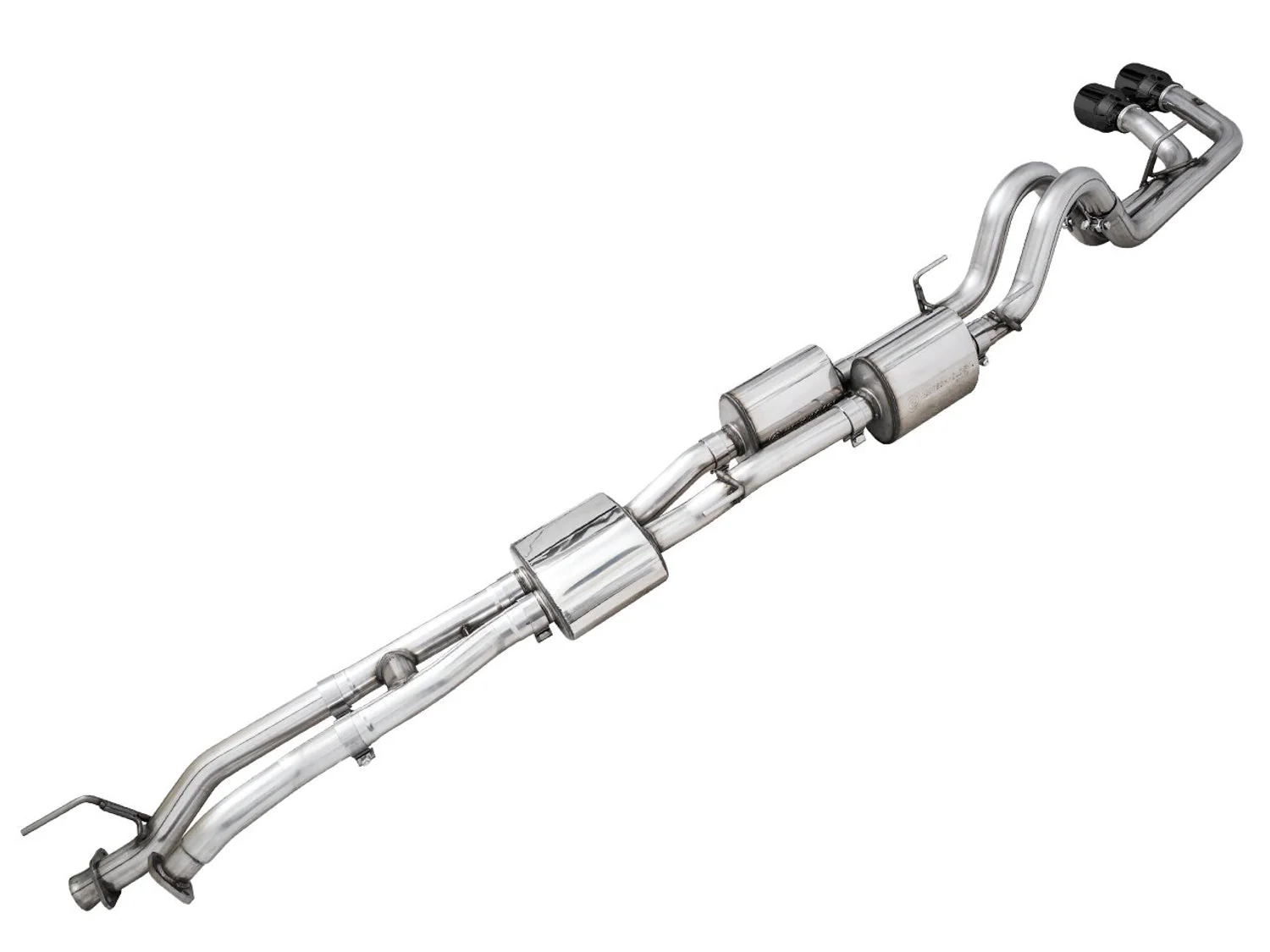 AWE Exhaust for Toyota Tacoma 3rd Gen 3.5L (2016-2023) 0FG Catback with BashGuard - Turn Down / Silver / Black Tips - Image 3