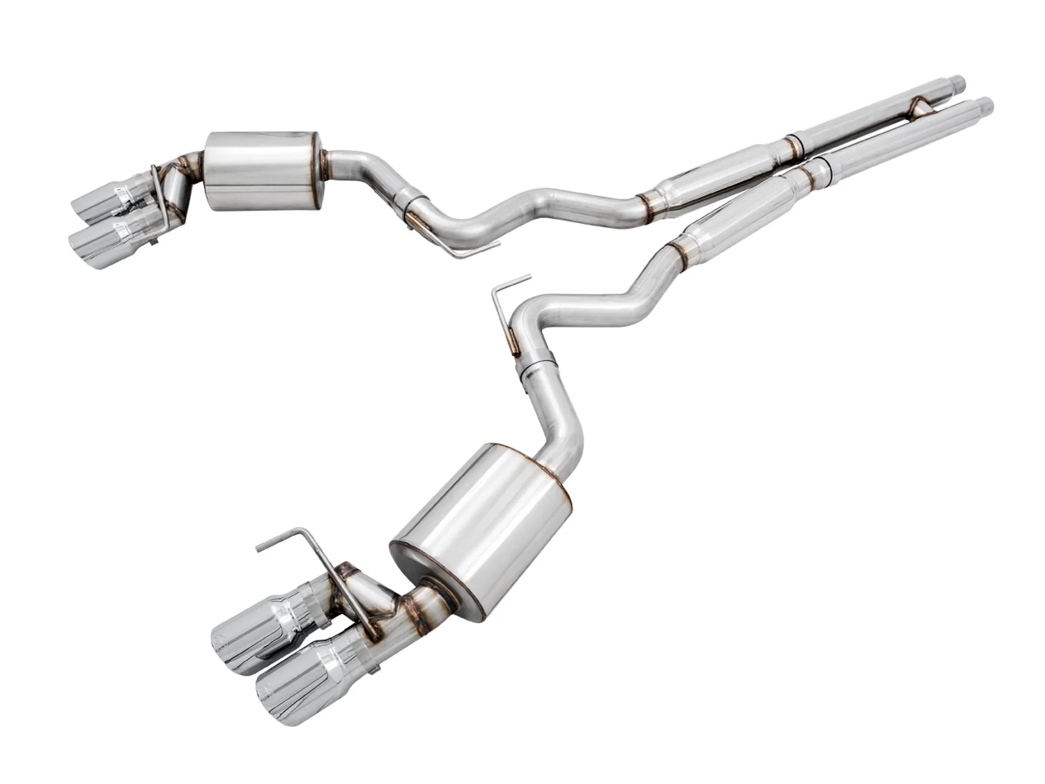 AWE Exhaust for Ford Mustang GT (18-23) Bullitt (19-20) Track / Touring / SwitchPath Catback with 4” Black or Silver Tips - Image 3