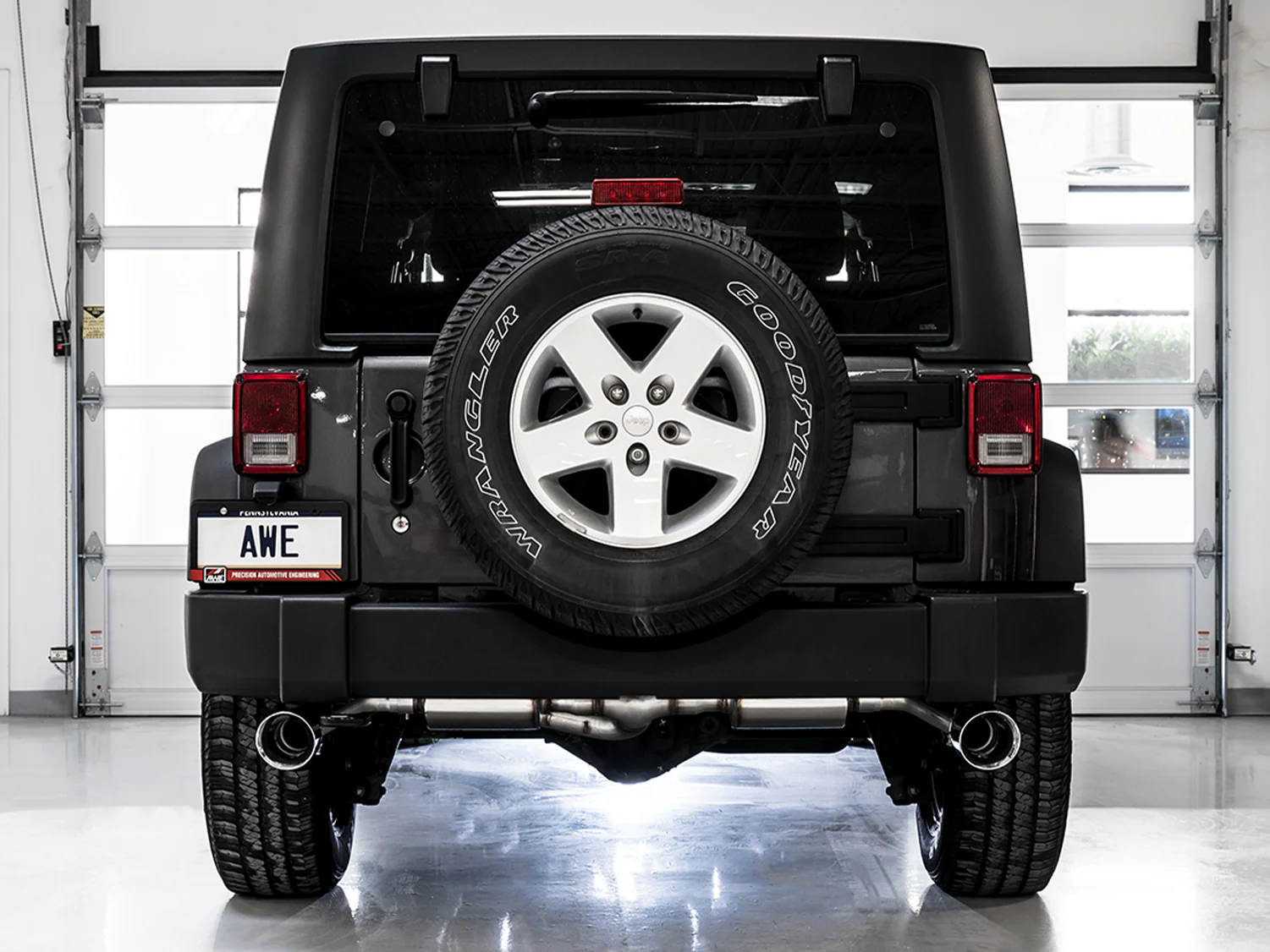AWE Exhaust Jeep Wrangler JK / JKU 3.6L (07–18) JL / JLU 2.0L Turbo / 3.6L (18–25) Trail Edition Catback w/ 4.5” Silver or Black Tips - Image 3