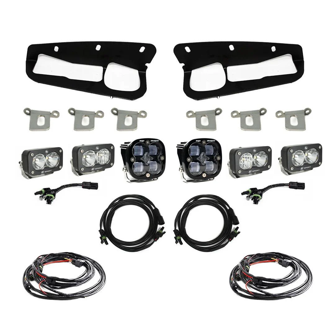 Baja Designs Pocket Fog Light Kit for Ford Bronco (21-26) Bronco Raptor (22-26) Squadron SAE / Dual S2 Sport with Clear or Amber Lens