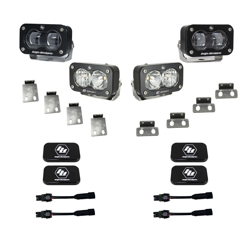 Baja Designs S2 Fog Light Kit for Ford Bronco Raptor (2023-2026) SAE / Sport & SAE / Pro with Clear or Amber Lens
