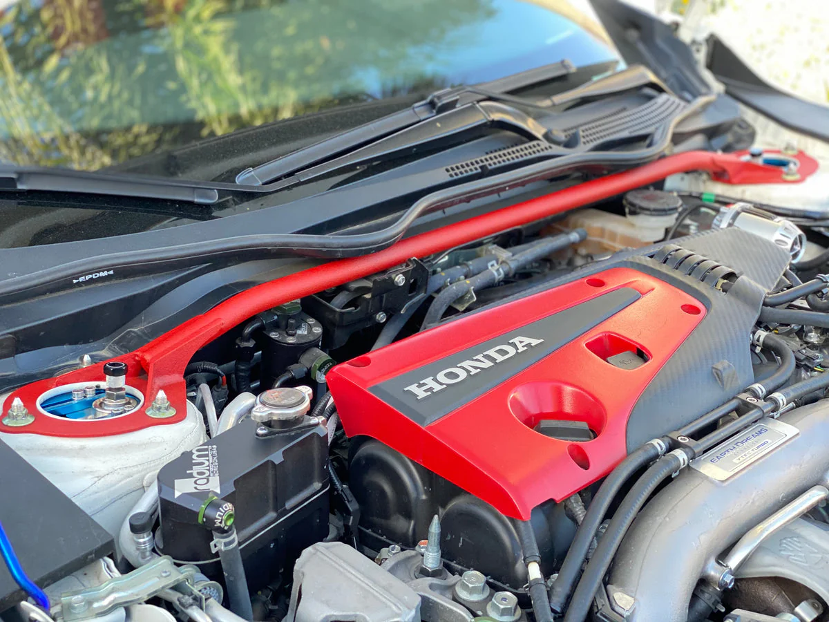 Ballade Sports Front Strut Bar Honda Civic FK / FL (2017-2023) Wrinkle Red or Black - Image 3