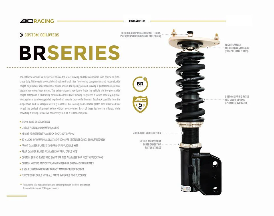 BC Racing Coilovers Toyota Corolla LE Torsion Beam Rear (2023-2025) w/ Front Camber Plates C-208 - Image 4
