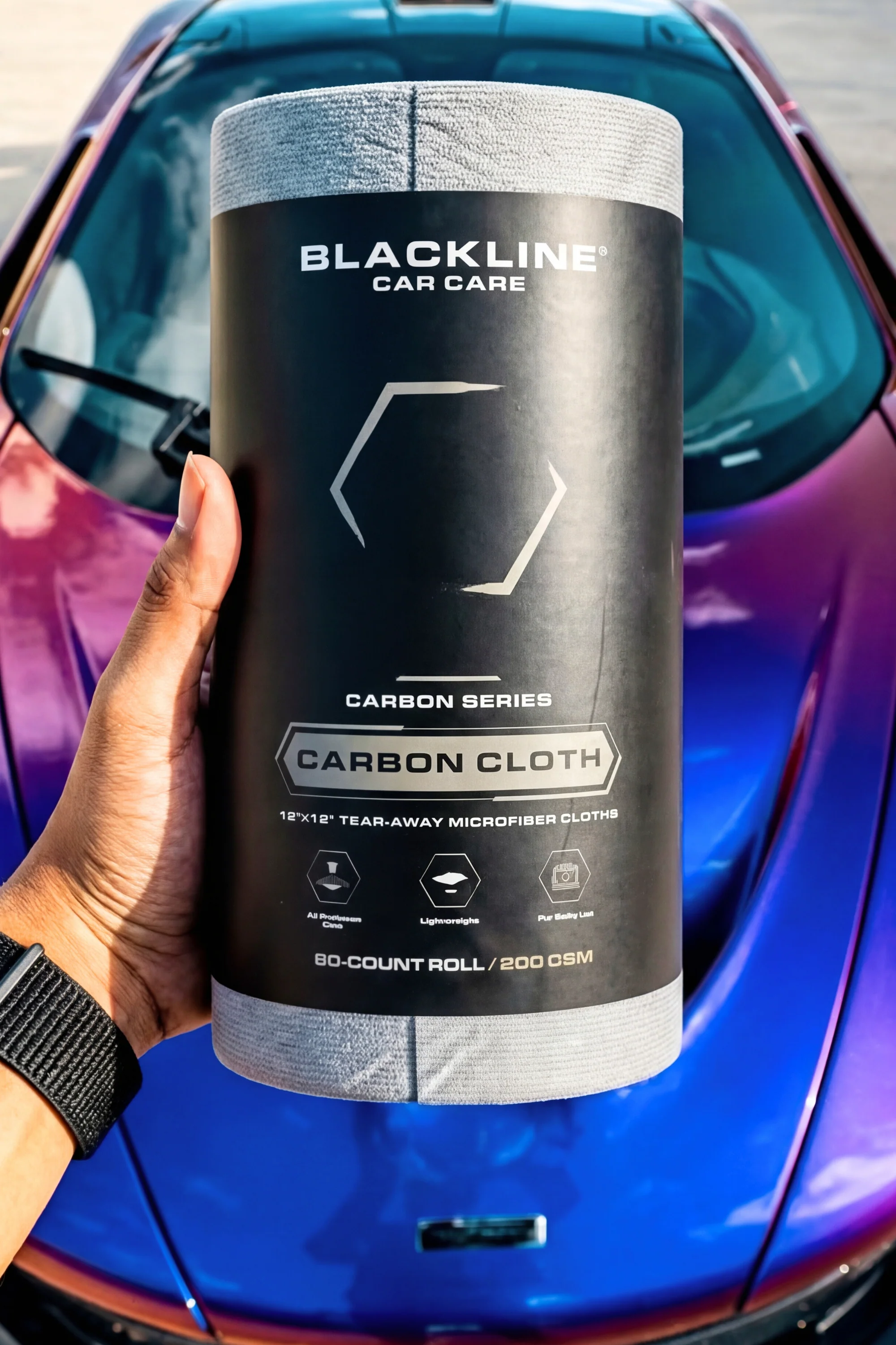 BLACKLINE® Carbon Cloth Twisted Loop Microfiber Car Drying Towel - 1300 GSM Ultra Absorbent - Image 4