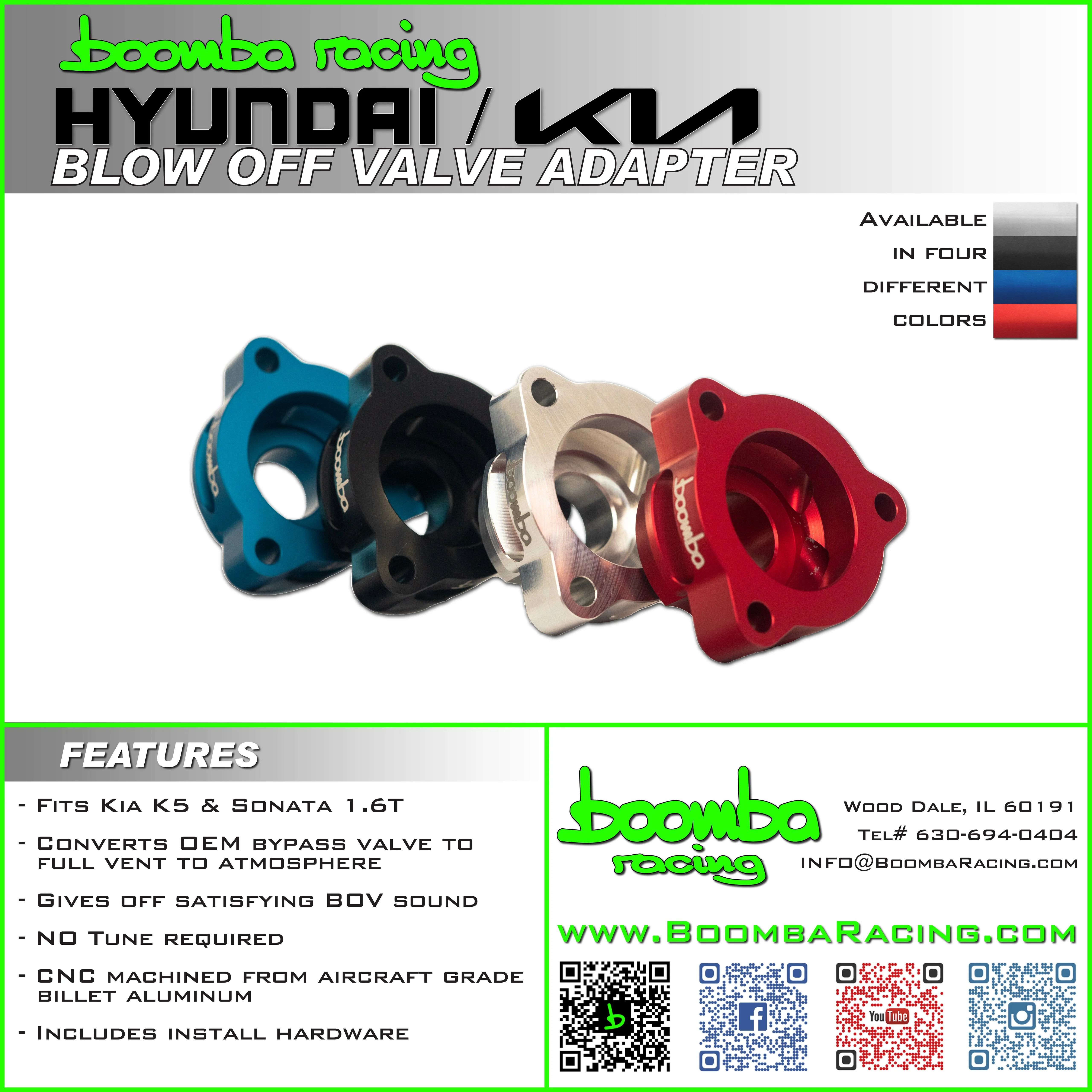 Boomba Racing BOV Adapter for Kia K5 1.6L (2021-2024) Red / Blue / Black / Natural Aluminum - Image 4