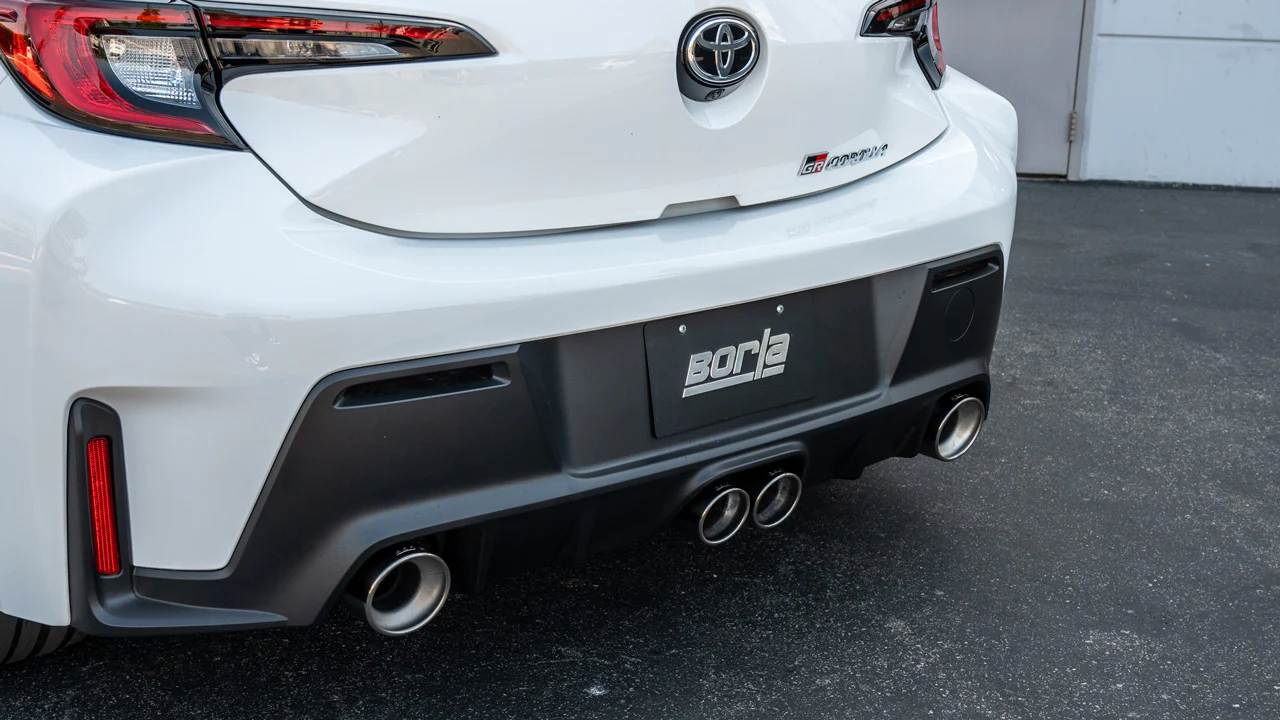 Borla Exhaust Toyota GR Corolla 1.6L (23–25) ATAK Catback w/ Polished Chrome/ Black Chrome/ Carbon Fiber Tips - Image 4