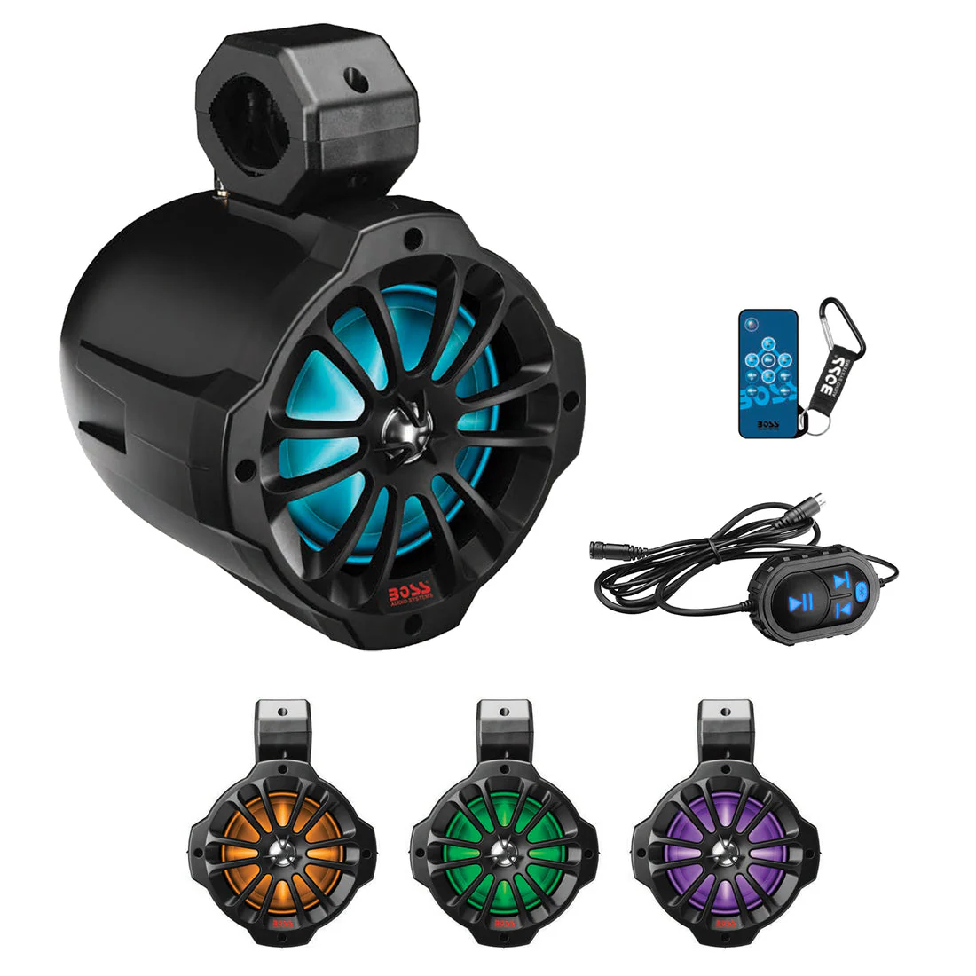 Boss Audio Systems 6.5" ATV/UTV Marine Roll Cage Waketower Speaker Pods - IPX6 Weatherproof, Bluetooth, Amplified, 1" Dome Tweeters, Full Range, 2-Way, Aux-In, Sold in Pairs - With or Without RGB LED - Image 2