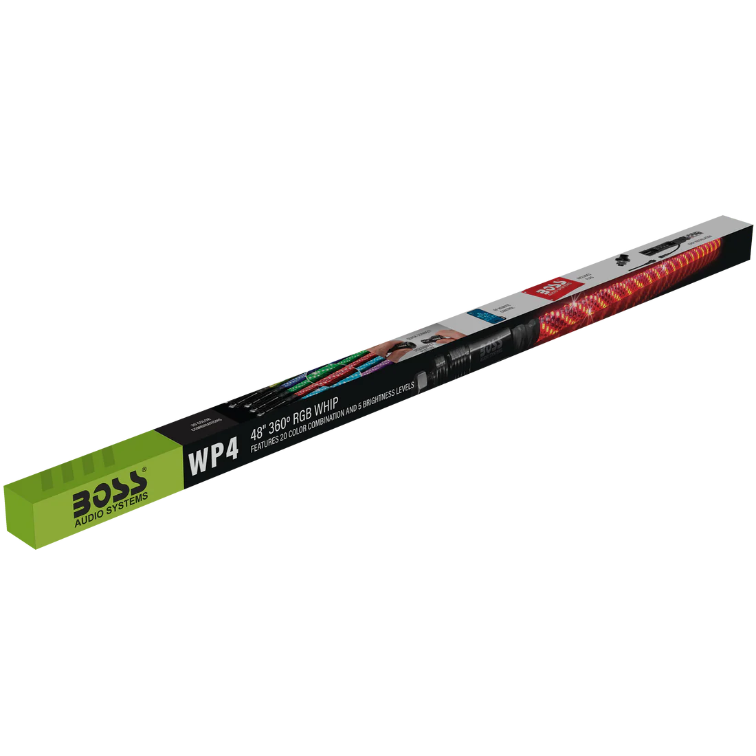 Boss Audio Systems ATV Whip Antenna  - 24"/ 48"/ 72", 360° RGB Multicolor LED (Red, Green, Blue), 20 Color Modes, 15 Brightness Levels, Marine Rated Weatherproof IP67 - Image 11