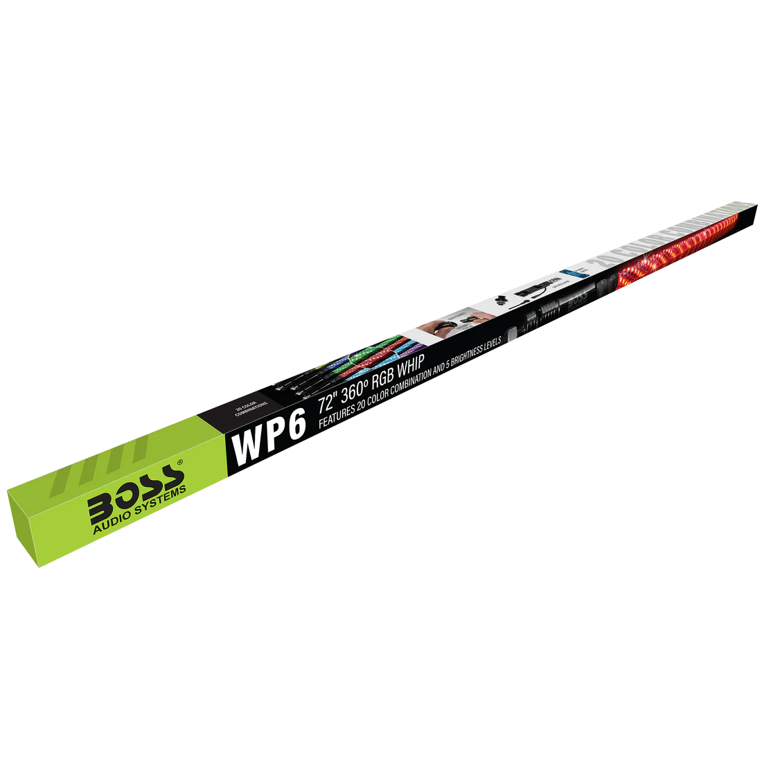 Boss Audio Systems ATV Whip Antenna  - 24"/ 48"/ 72", 360° RGB Multicolor LED (Red, Green, Blue), 20 Color Modes, 15 Brightness Levels, Marine Rated Weatherproof IP67 - Image 22