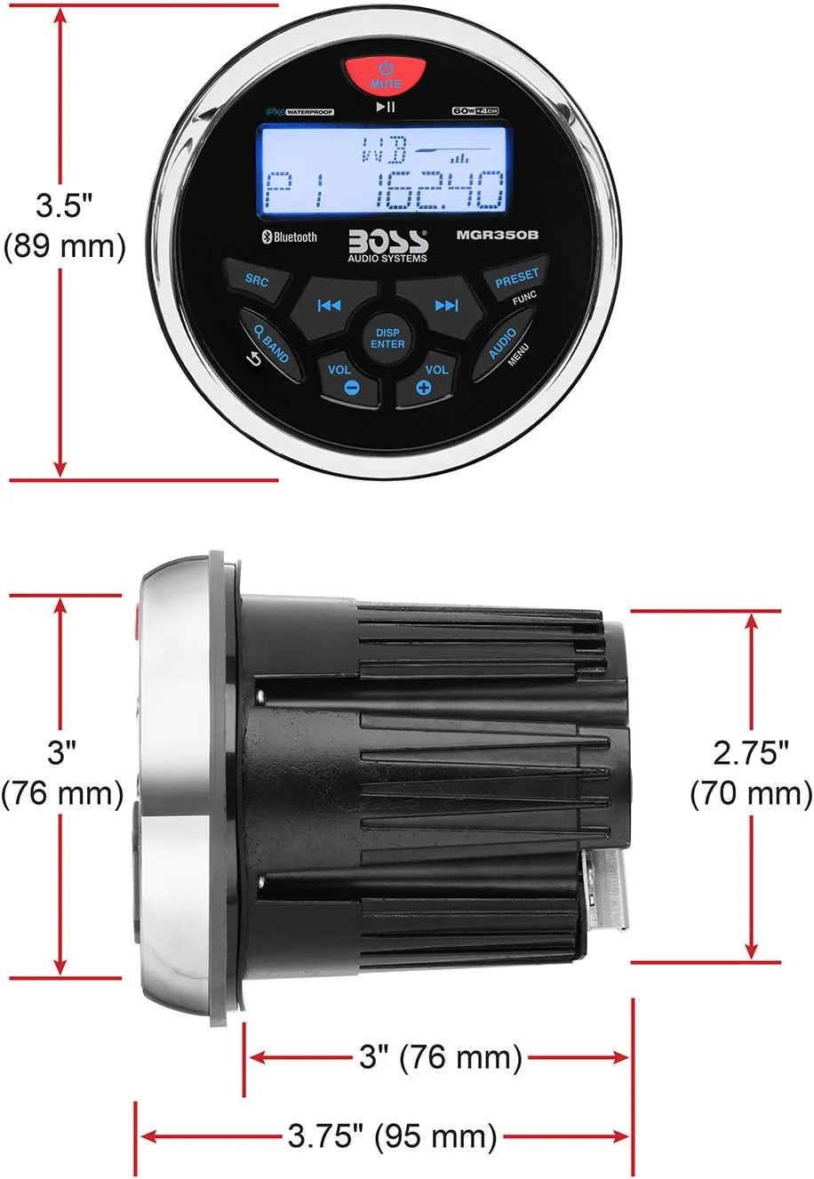 Boss Audio Systems Marine Gauge Receiver – Bluetooth Stereo, Weatherproof, AM/FM Radio, NOAA Weather Band, USB Charging, Built-in 4 Channel Amplifier - Image 6