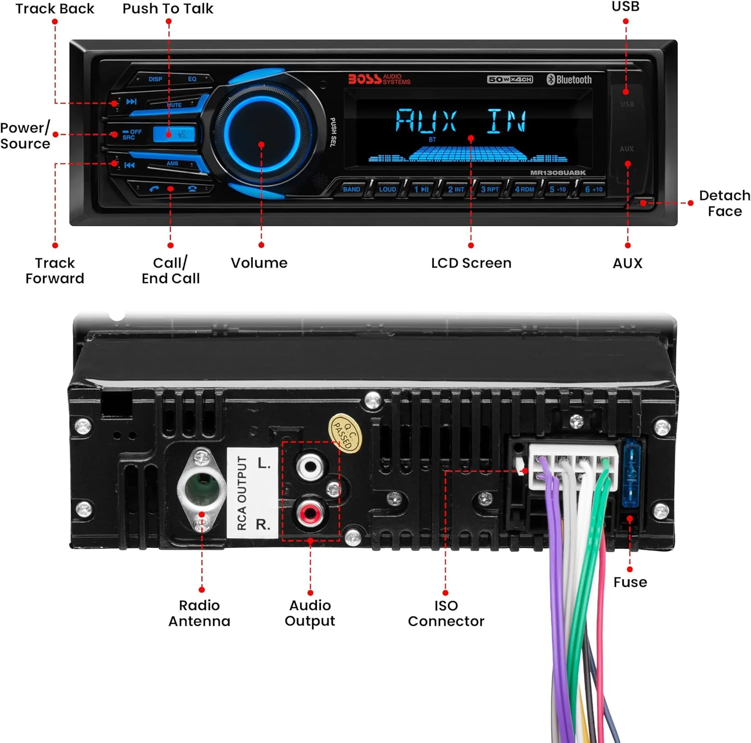 Boss Audio MR1308UABK Marine Stereo - Bluetooth Weatherproof Single DIN - Image 3