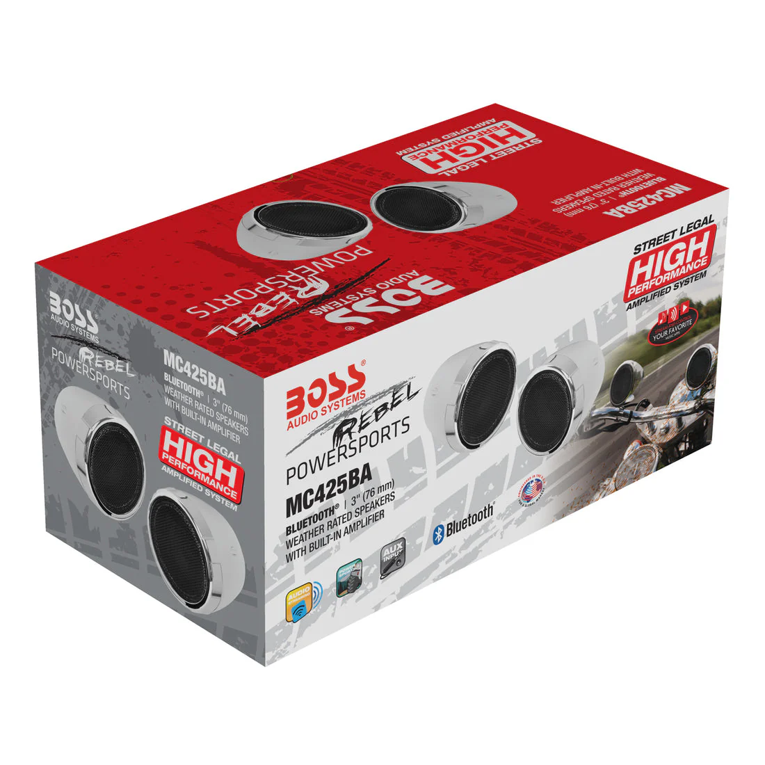 Boss Audio Systems Motorcycle & ATV Speaker System - Bluetooth, Weatherproof, 3" Speakers, Amplifier, Volume Control, 12V, Black Chrome or Chrome Option - Image 13
