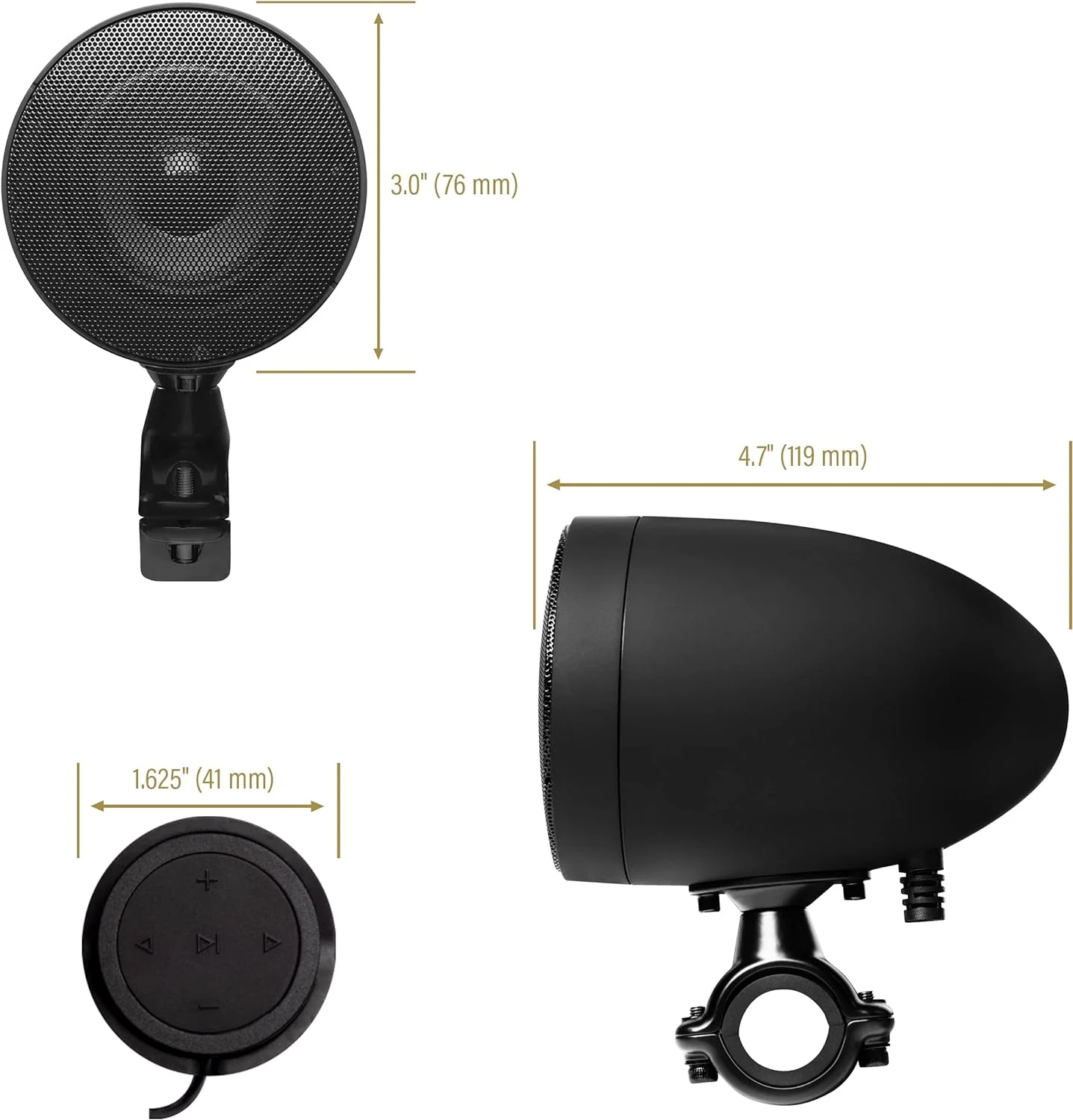 Boss Audio Systems Motorcycle & ATV Speaker System - Bluetooth, Weatherproof, 4" Speakers, Amplifier, Volume Control, 12V , Matte Black or Chrome Option - Image 2