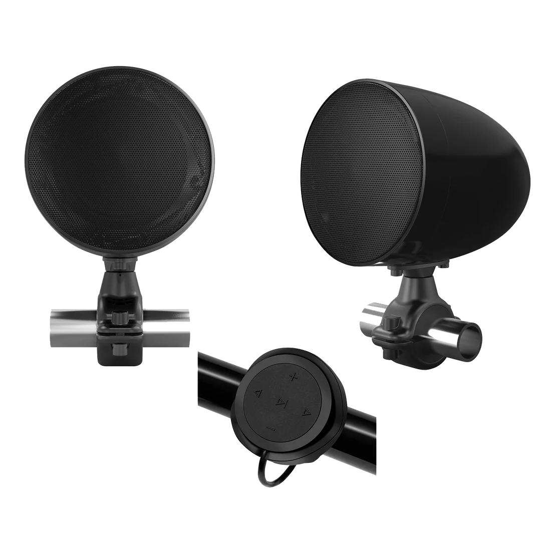 Boss Audio Systems Motorcycle & ATV Speaker System - Bluetooth, Weatherproof, 4" Speakers, Amplifier, Volume Control, 12V , Matte Black or Chrome Option - Image 4