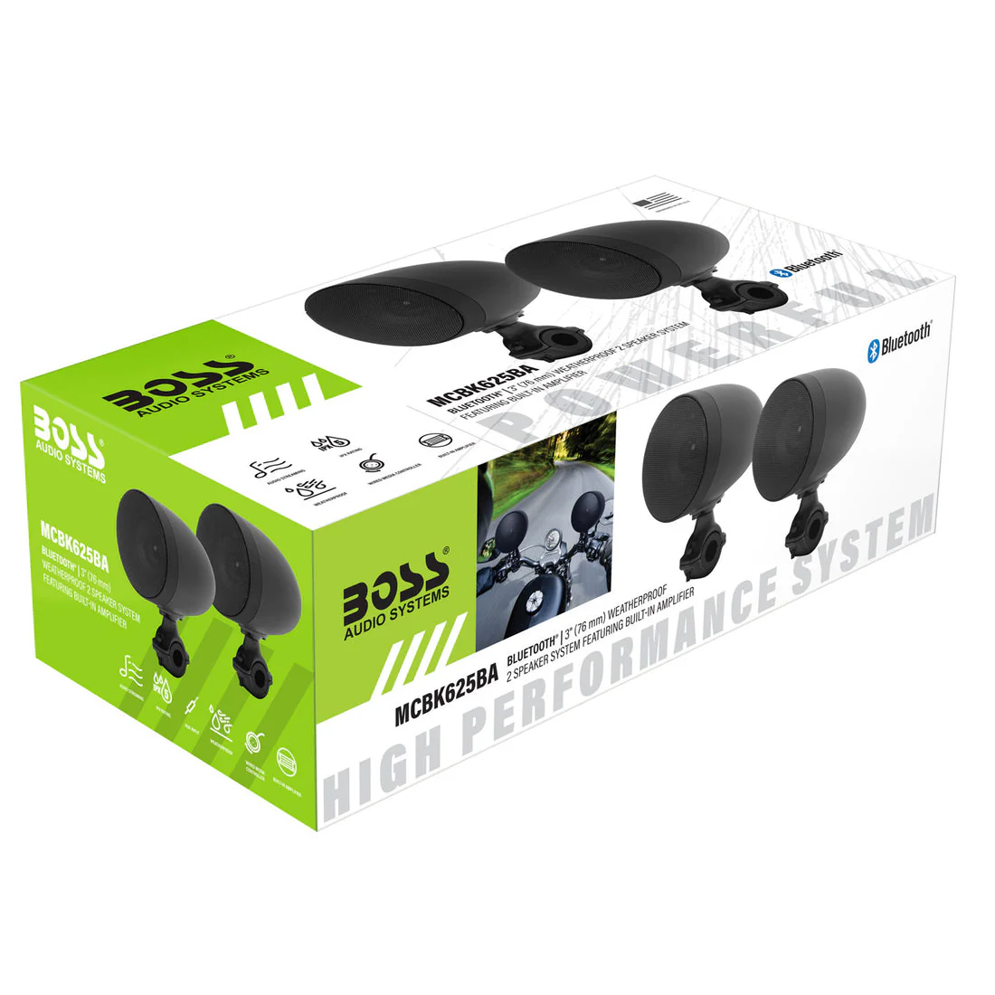 Boss Audio Systems Motorcycle & ATV Speaker System - Bluetooth, Weatherproof, 4" Speakers, Amplifier, Volume Control, 12V , Matte Black or Chrome Option - Image 5