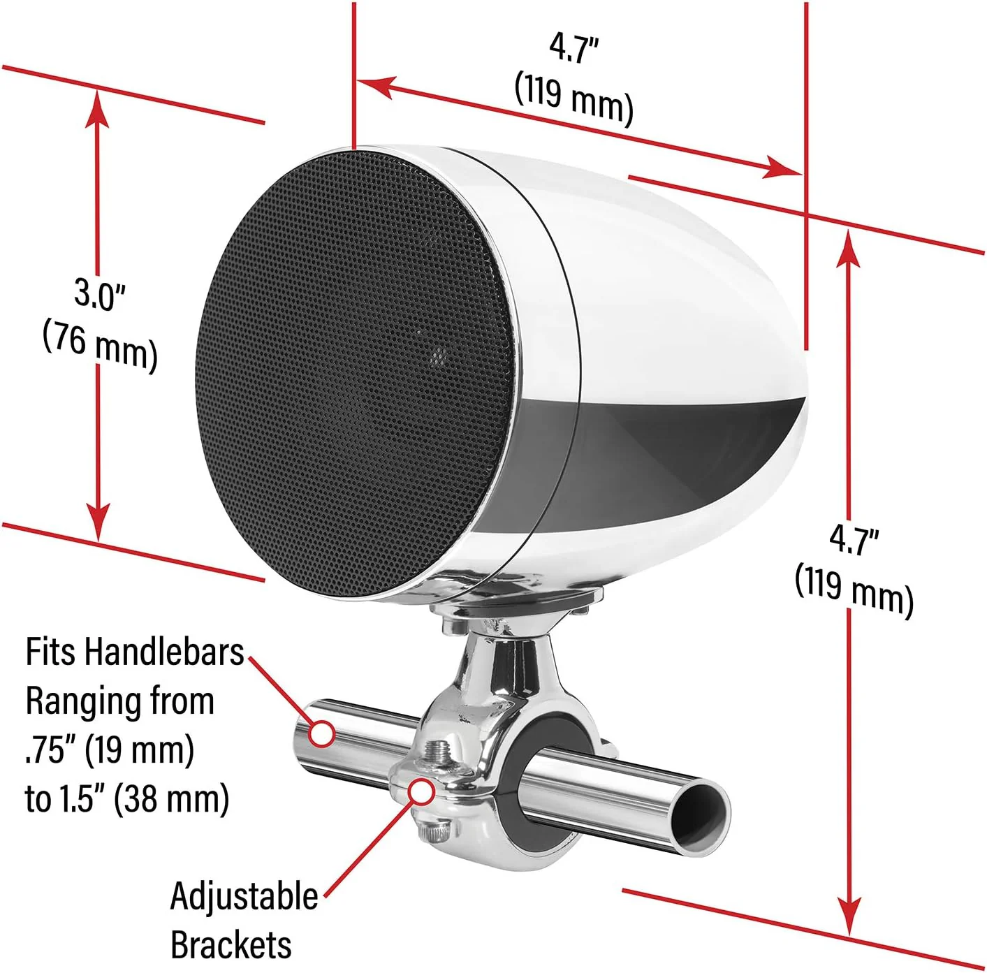 Boss Audio Systems Motorcycle & ATV Speaker System - Bluetooth, Weatherproof, 4" Speakers, Amplifier, Volume Control, 12V , Matte Black or Chrome Option - Image 8