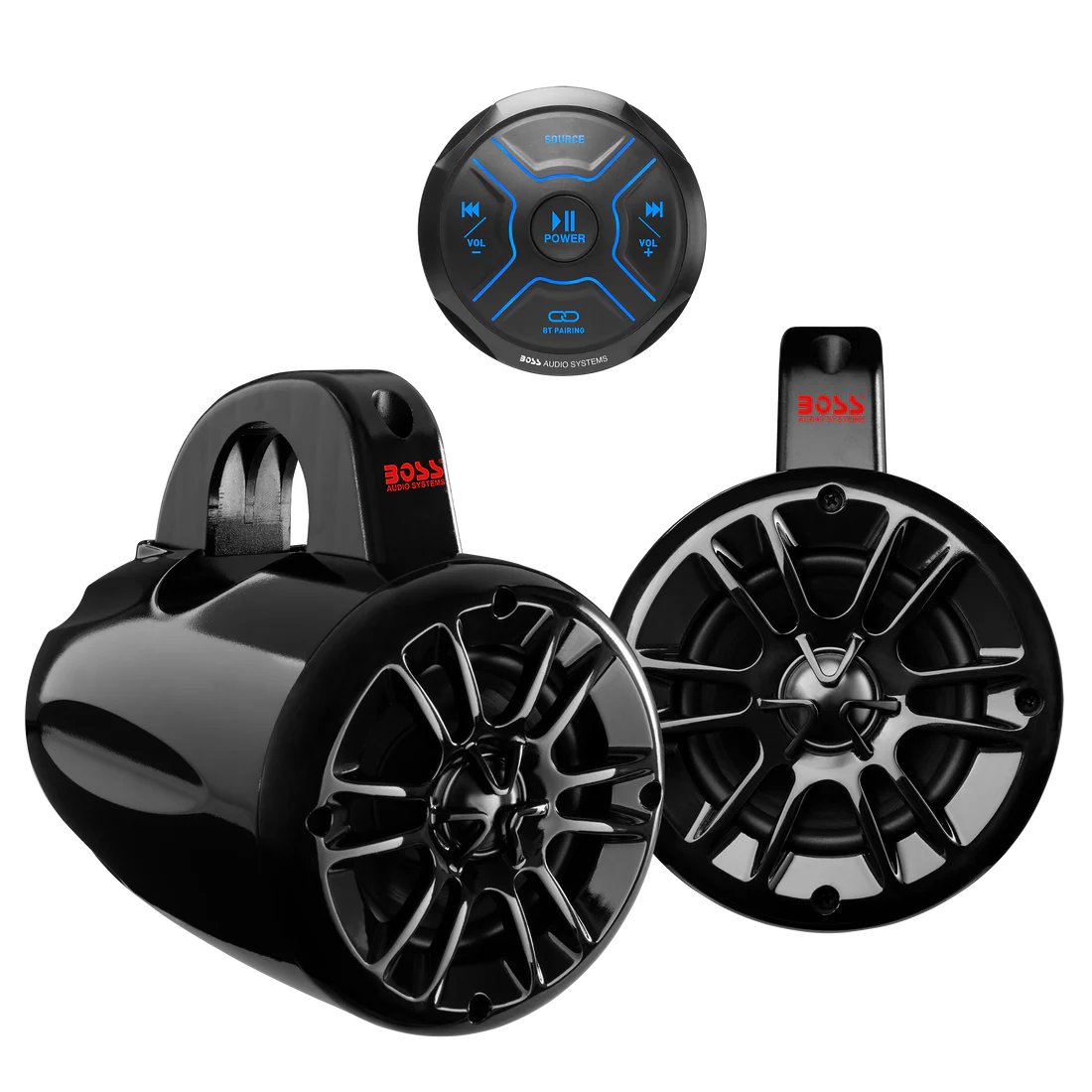 Boss Audio Systems MG150T.4 Marine ATV UTV Waketower Speakers Package – IPX6 Weatherproof Bluetooth Gauge Receiver with Built-In 2 CH Amplifier, USB & Aux-in, 4 Inch Speakers - Image 2