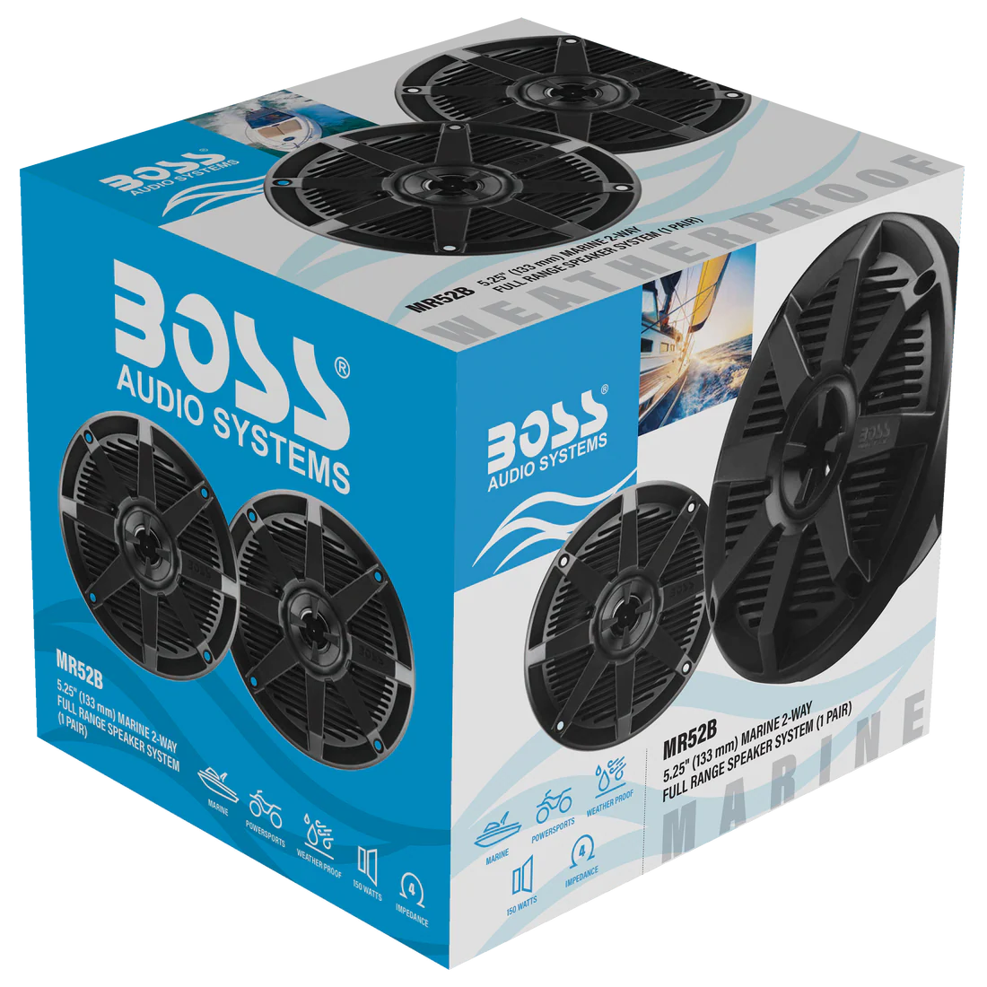 Boss Audio Systems Marine Speakers - 150 or 200 Watts Per Pair, Weatherproof, Full Range, 2 Way, Sold in Pairs - 5.25 or 6.5 Inch Options - Image 10