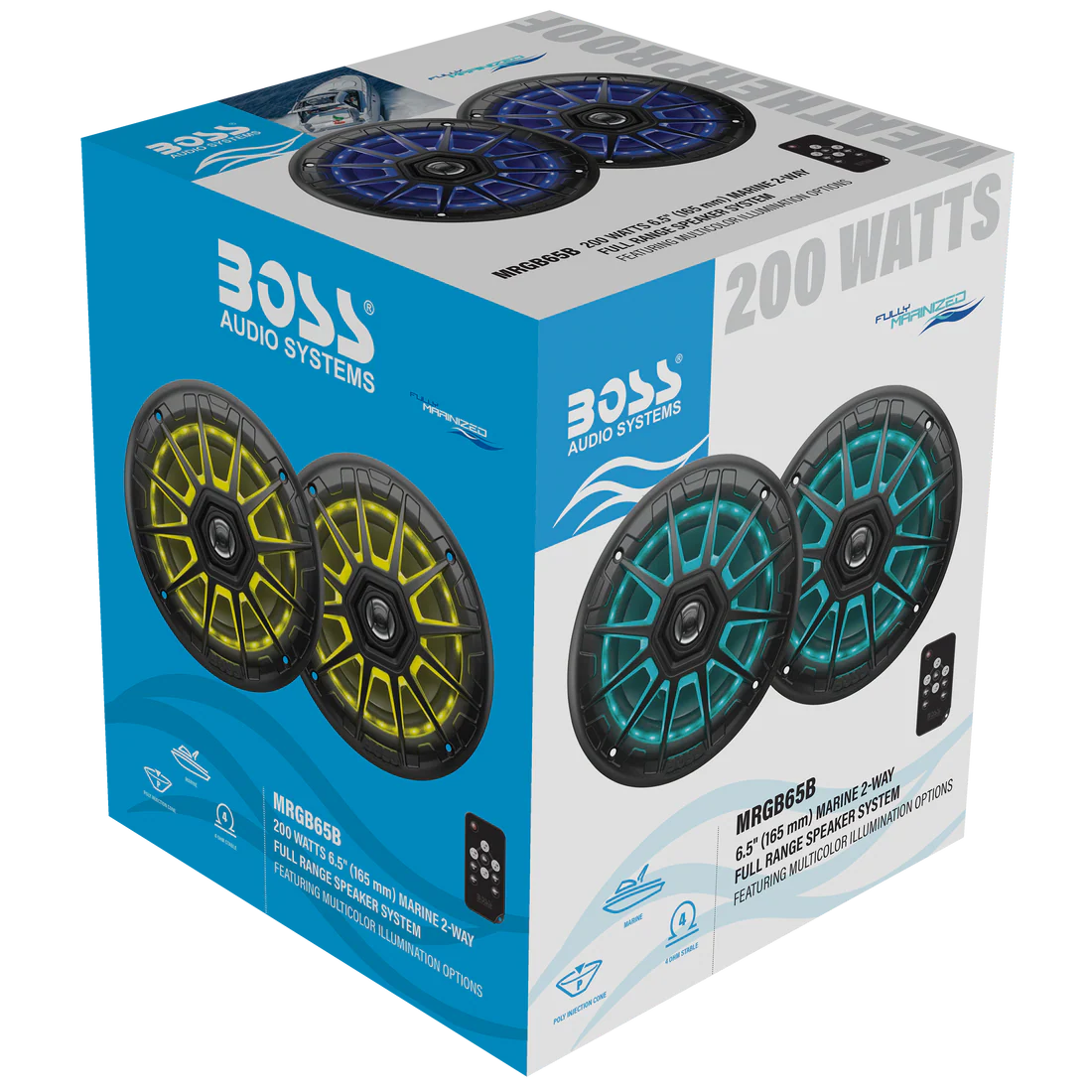 Boss Audio Systems RGB Marine Speakers - 150 or 200 Watts Per Pair, Weatherproof, Full Range, 2 Way, Sold in Pairs - 5.25 or 6.5 Inch Options - Image 7