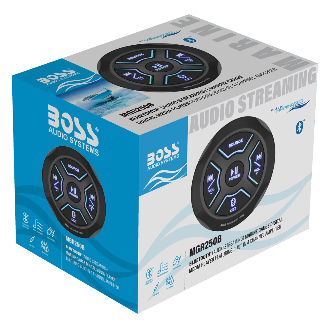Boss Audio Systems Weatherproof Marine Gauge Receiver with Bluetooth, Digital Media MP3 Player, Built-in Amplifier, USB Port & AM/FM Radio - Image 11