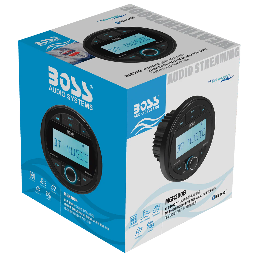 Boss Audio Systems Weatherproof Marine Gauge Receiver with Bluetooth, Digital Media MP3 Player, Built-in Amplifier, USB Port & AM/FM Radio - Image 30
