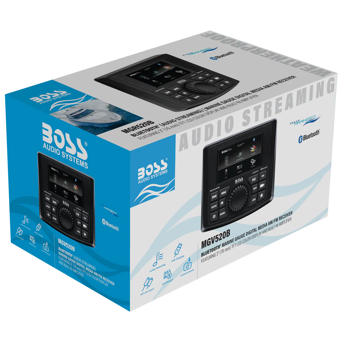Boss Audio Systems Weatherproof Marine Gauge Receiver with Bluetooth, Digital Media MP3 Player, Built-in Amplifier, USB Port & AM/FM Radio - Image 6