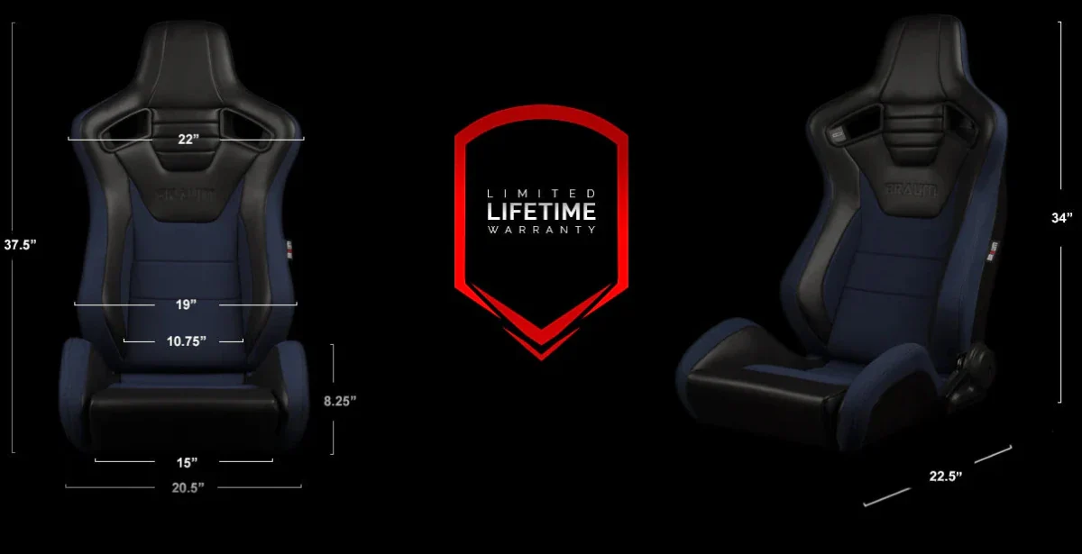 BRAUM Elite S Racing Seats BMW E36 Coupe (Reclinable - Black Leatherette) Black or Blue or Red Cloth / Red or Gray Plaid - Image 10