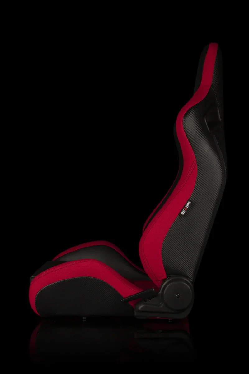 BRAUM Elite S Racing Seats BMW E36 Coupe (Reclinable - Black Leatherette) Black or Blue or Red Cloth / Red or Gray Plaid - Image 13