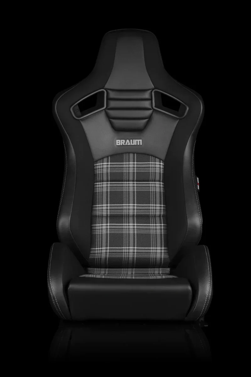 BRAUM Elite S Racing Seats BMW E36 Coupe (Reclinable - Black Leatherette) Black or Blue or Red Cloth / Red or Gray Plaid - Image 24
