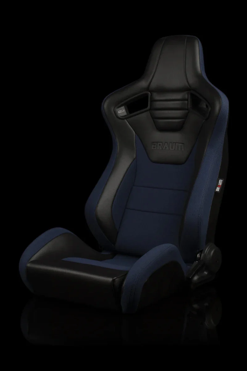 BRAUM Elite S Racing Seats BMW E36 Coupe (Reclinable - Black Leatherette) Black or Blue or Red Cloth / Red or Gray Plaid - Image 7