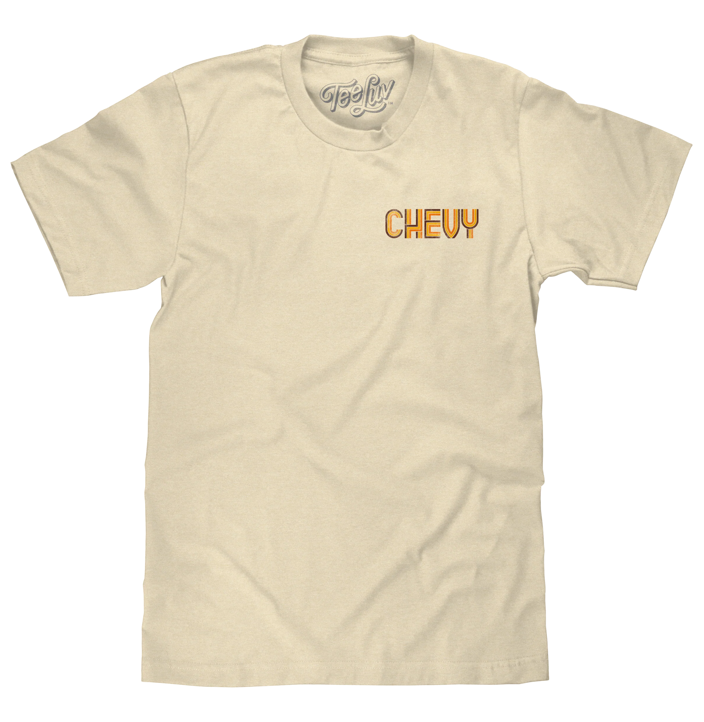 Chevy Chevelle Chevrolet Left Chest Front and Back Print Classic Car T-Shirt - Cream