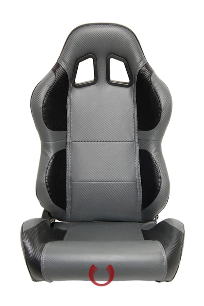 Cipher Auto Full Carbon Fiber PU Seats (Black and Gray - Sold as a Pair - Reclining) CPA1011CFBKGY