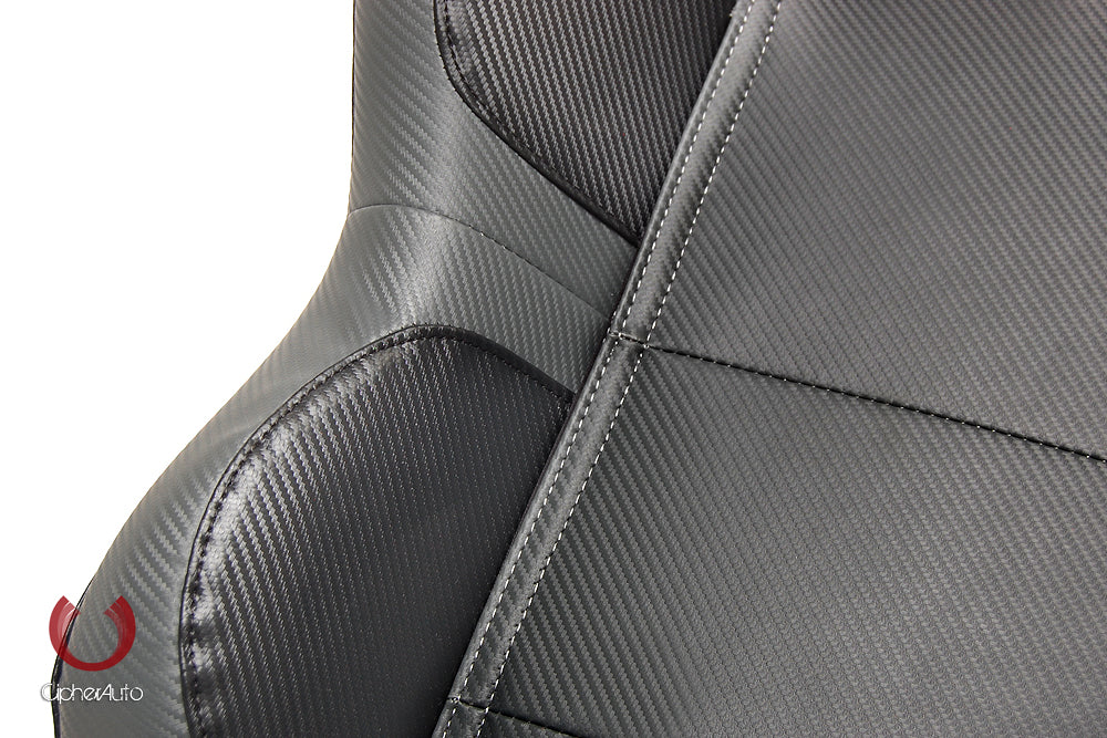 Cipher Auto Full Carbon Fiber PU Seats (Black and Gray - Sold as a Pair - Reclining) CPA1011CFBKGY - Image 4