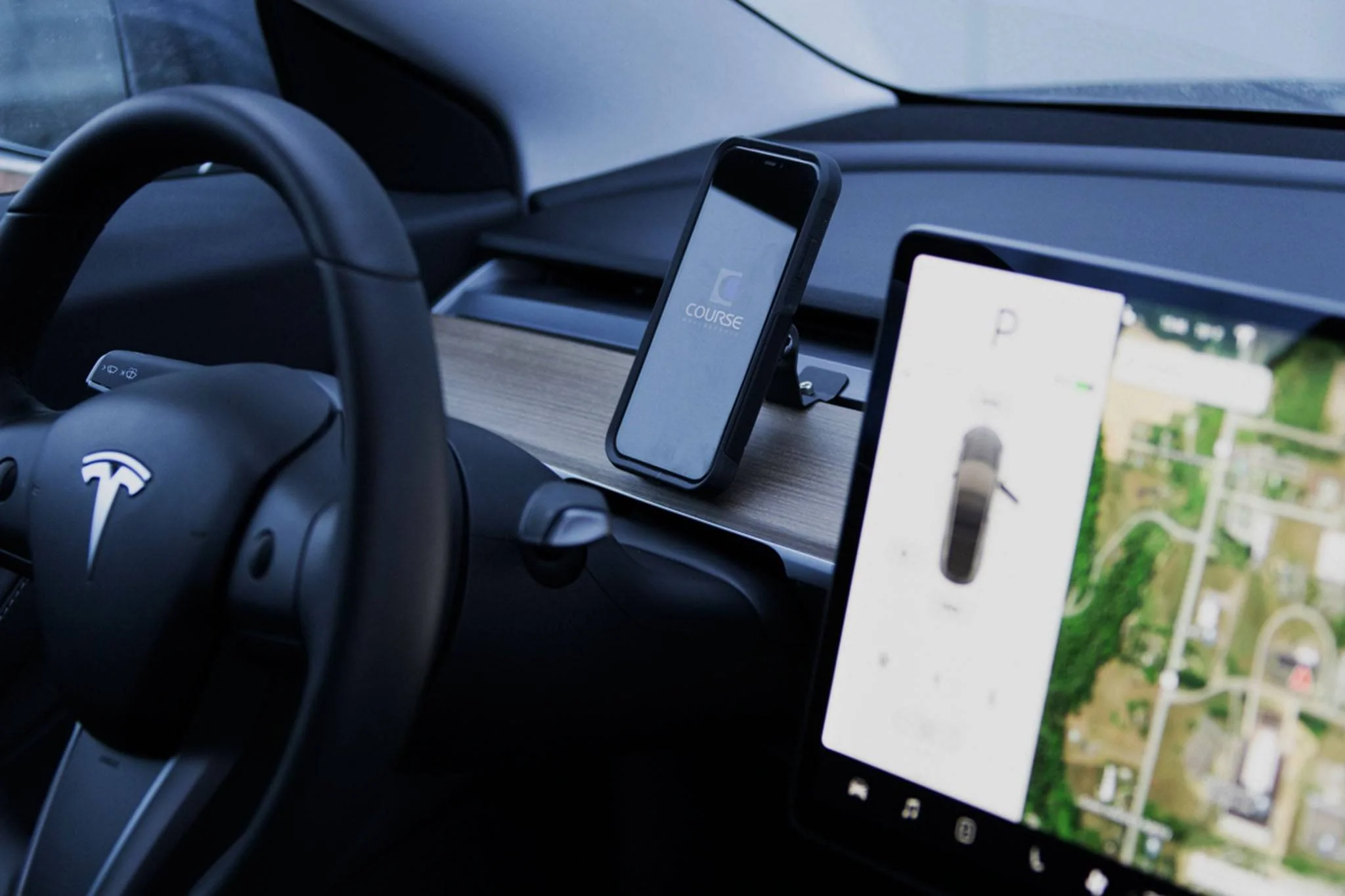 Course Motorsports Phone Mount for Tesla Model 3 (18-23) & Model Y (20-25) Cradle / Magnetic / Magsafe Wireless Charging - Image 3