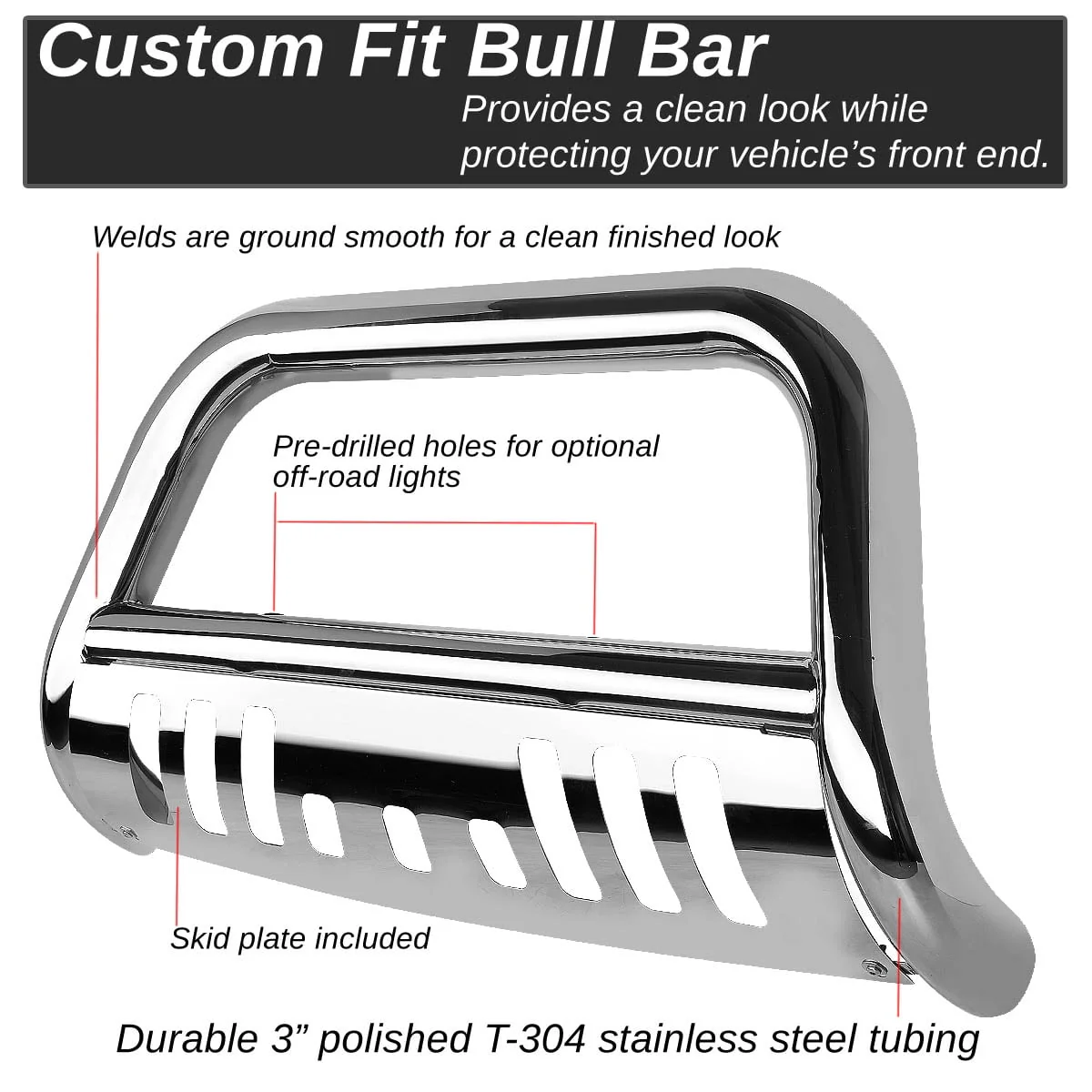 DNA 3" Bull Bar Chevy Silverado / GMC Sierra (99-07) Chrome or Black - Image 7