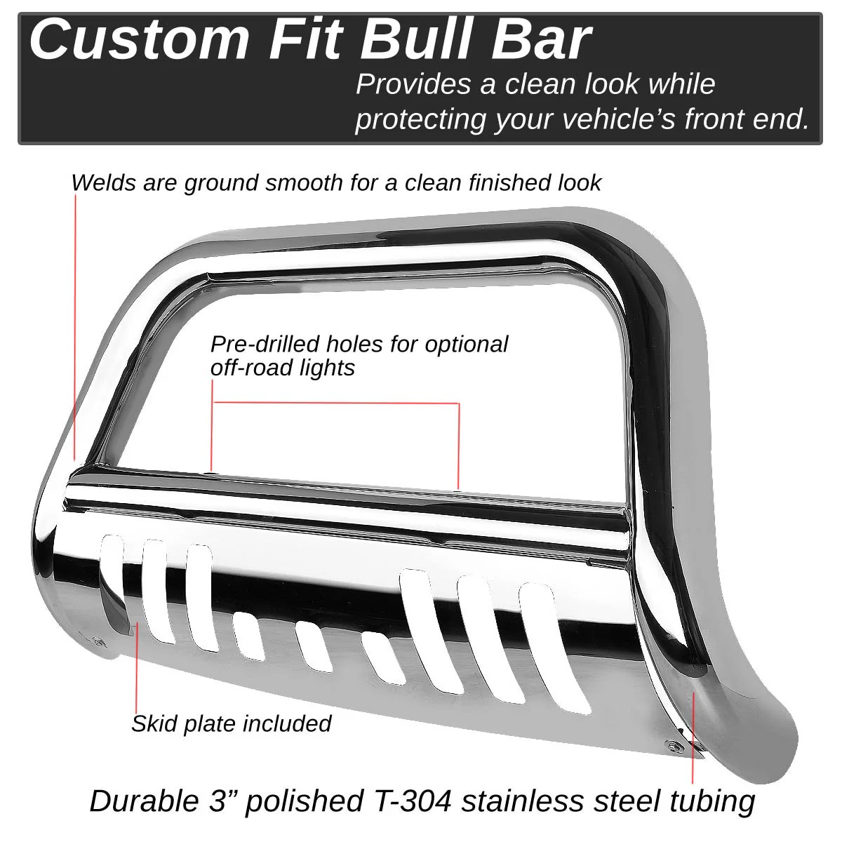 DNA 3" Bull Bar Ford F250 / F350 / F450 / F550 Super Duty (1999-2007) Chrome or Black - Image 7