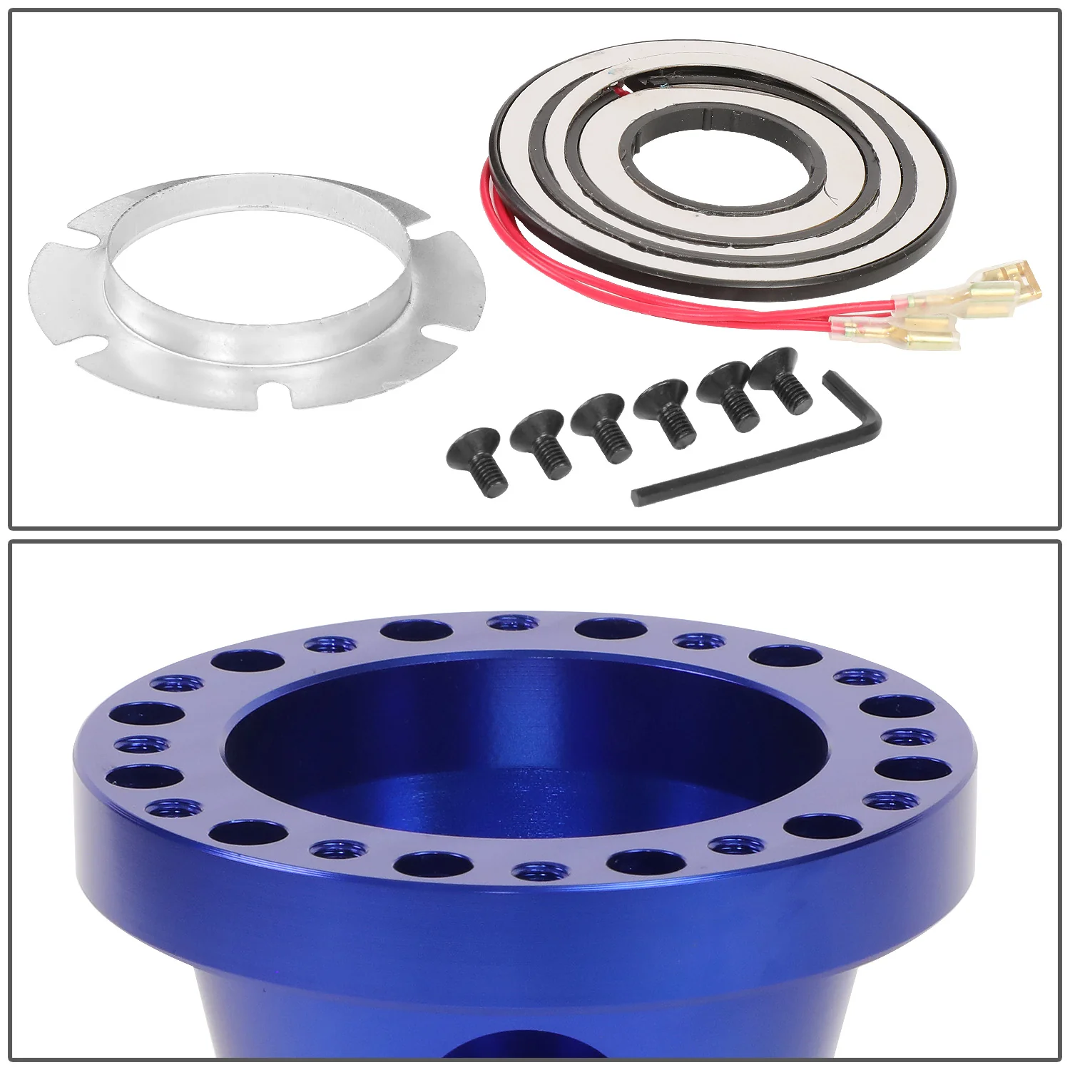 DNA 6-Hole Steering Wheel Hub Ford Thunderbird (1984-1988) Black / Blue / Gold - Image 12