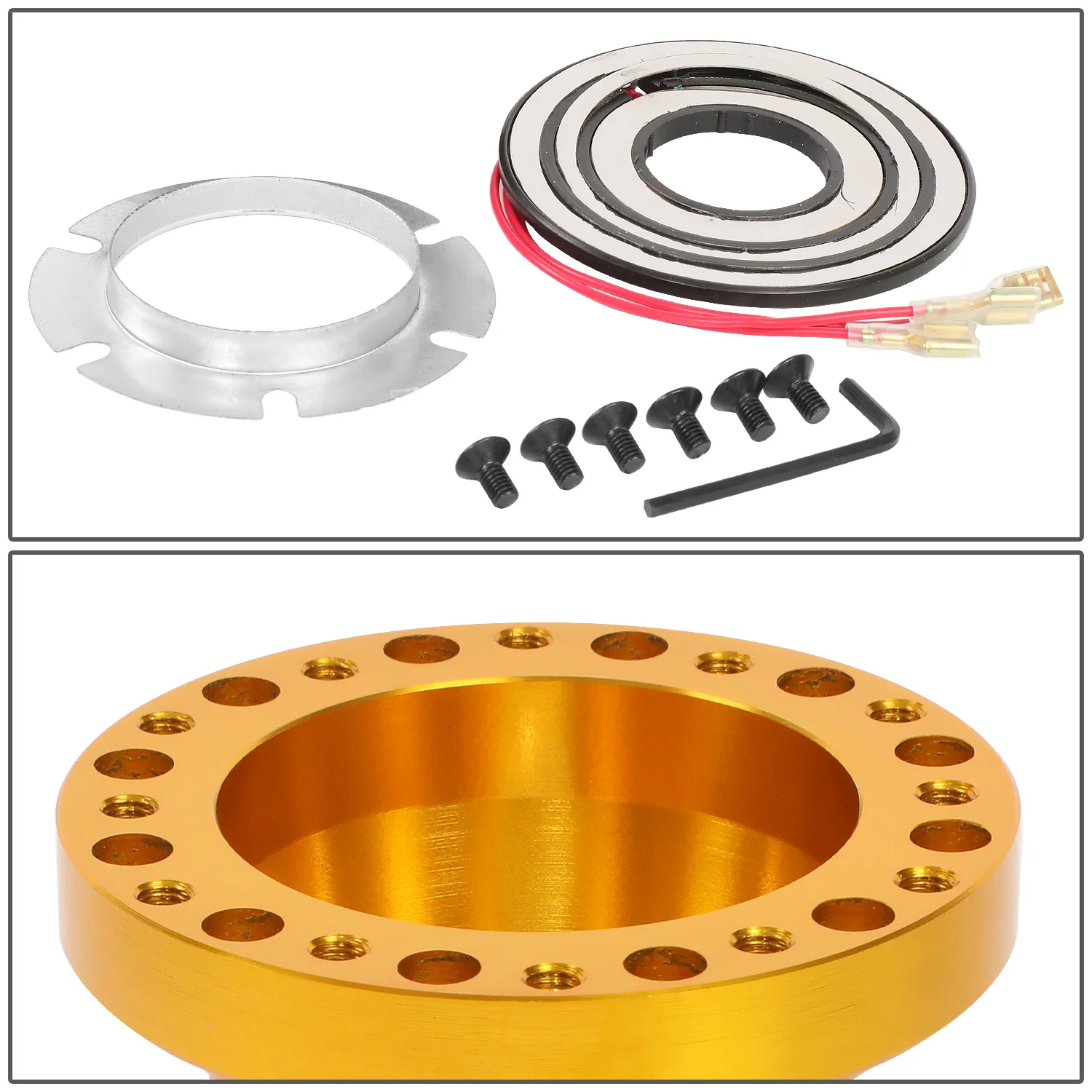 DNA 6-Hole Steering Wheel Hub Ford Thunderbird (1984-1988) Black / Blue / Gold - Image 18