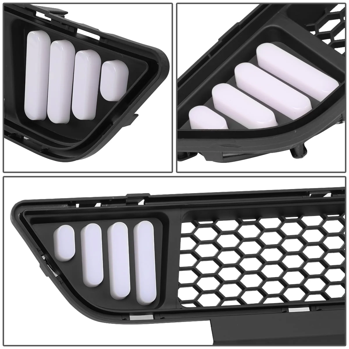 DNA Bumper Grille for Ford Mustang S550 (2015-2020) Front Lower with LED DRL - Honeycomb Mesh or Vertical Fence Style - Image 4