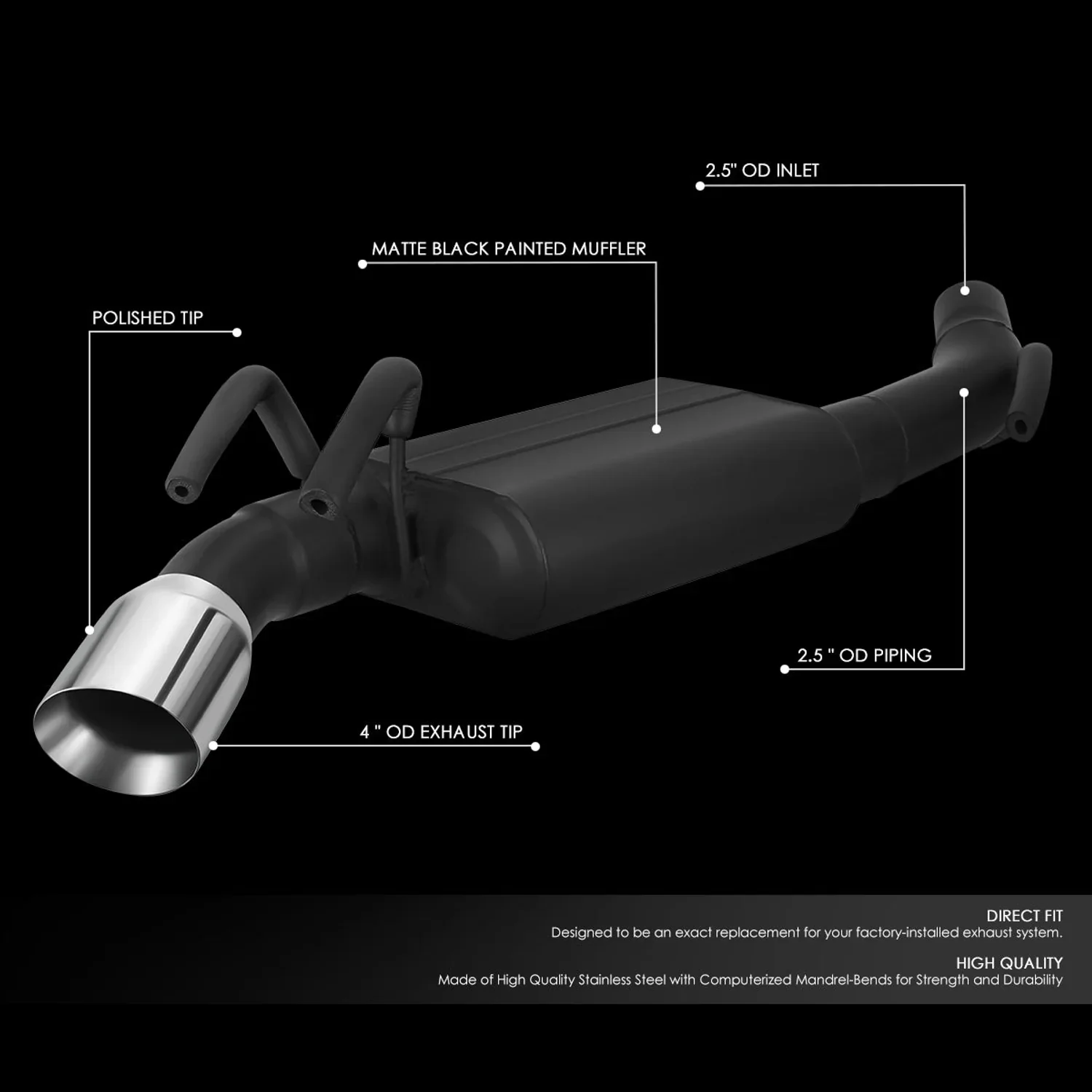 DNA Exhaust for Chevy Camaro 6.2L (2010-2013) Axleback with Double Rolled Wall Tips CBE-UR-009 - Image 3