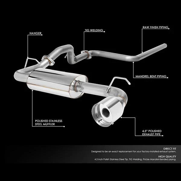 DNA Exhaust for Dodge Neon SOHC (2000-2005) SRT-4 (2003-2005) Catback with 4.75" Single Wall Round or Double Wall Rolled Tip - Image 2