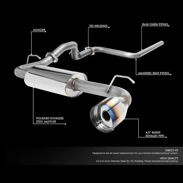 DNA Exhaust for Dodge Neon SOHC (2000-2005) SRT-4 (2003-2005) Catback with 4.75" Single Wall Round or Double Wall Rolled Tip - Image 8