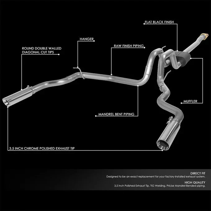 DNA Exhaust for Ford F150 2.7L / 3.5L / 5.0L (2015-2020) Catback with Dual Rolled Tips CBE-UR-017 - Image 2